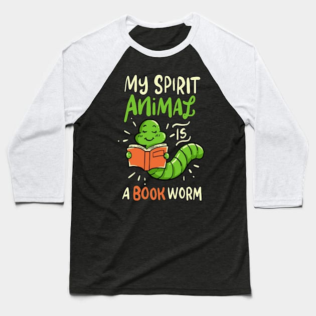 Bookworm Reader Reading Book Books Librarian Gift Baseball T-Shirt by Krautshirts